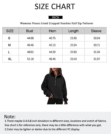 Womens Half Zip Cropped Pullover Sweatshirts Fleece Quarter Zipper Hoodies