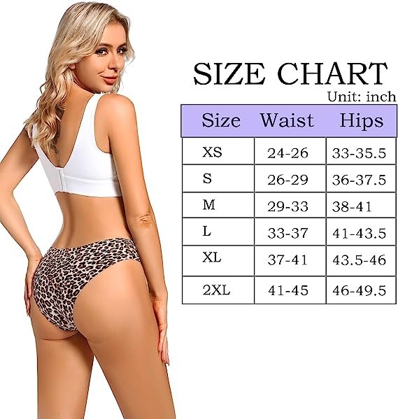 Women's Invisible Seamless Bikini Underwear Half Back Coverage Panties ( 6 Pack )