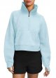 Womens Sweatshirts Fleece Lined 1/2 Zipper Collar Pullover Sweatshirts Long Sleeve Crop Tops