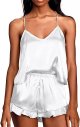 Women's Sexy Silk Satin Ruffled Pajamas Sets Cami Shorts Sets